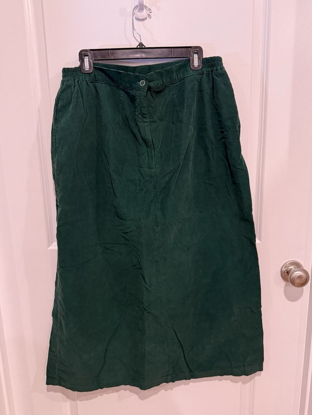 VTG Y2K Bobbie Brooks Green Corduroy Skirt Womens 18W Country Western Maxi